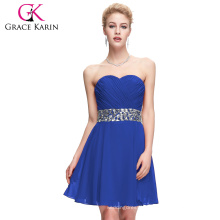 Grace Karin Strapless Off-shoulder Chiffon Blue Short Prom Dresses CL4792-2#